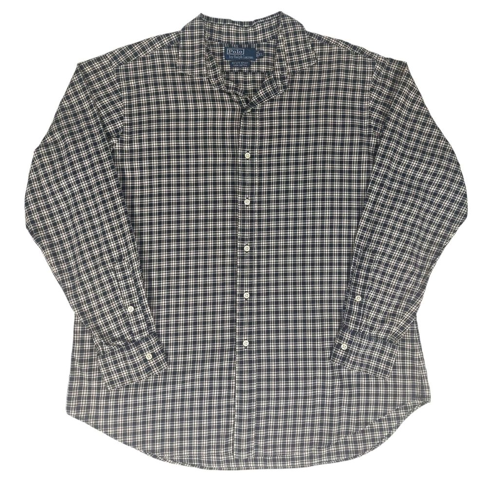 Polo Ralph Lauren Oxford Shirt Mens XL Black Cream Check Long Sleeve Button Down
